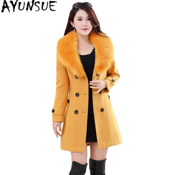 

AYUNSUE Woolen Coat Female Plus Size 4xl 5xl Faux Fur Collar Korean Woman's Coat Ladies Coats Women's Clothing Casacos KJ218