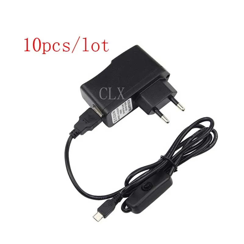 

10 Pcs/lot 5V 2.5A Power Charger Adapter Power Supply For Raspberry Pi 3 Model B + Switch ON/OFF Micro Port Cable