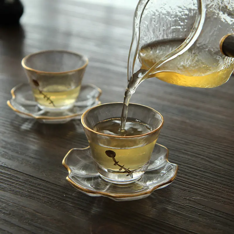 Японское высокотемпературное стекло, личная чайная чашка, костюм зеленого лотоса, чайный набор кунг-фу аксессуары, чайная чашка, чайная чашка оптом