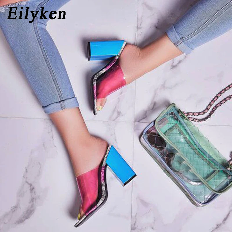 Eilyken/летние прозрачные шлепанцы под змеиную кожу из пвх Модные женские мюли с