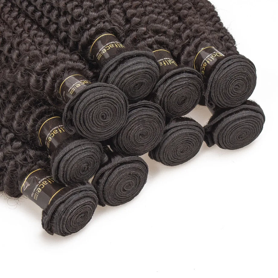 Dollface 10Pcs Human Hair Bundles Brazilian Hair Weave Bundles Kinky Curly Remy Hair Extension Free Shipping