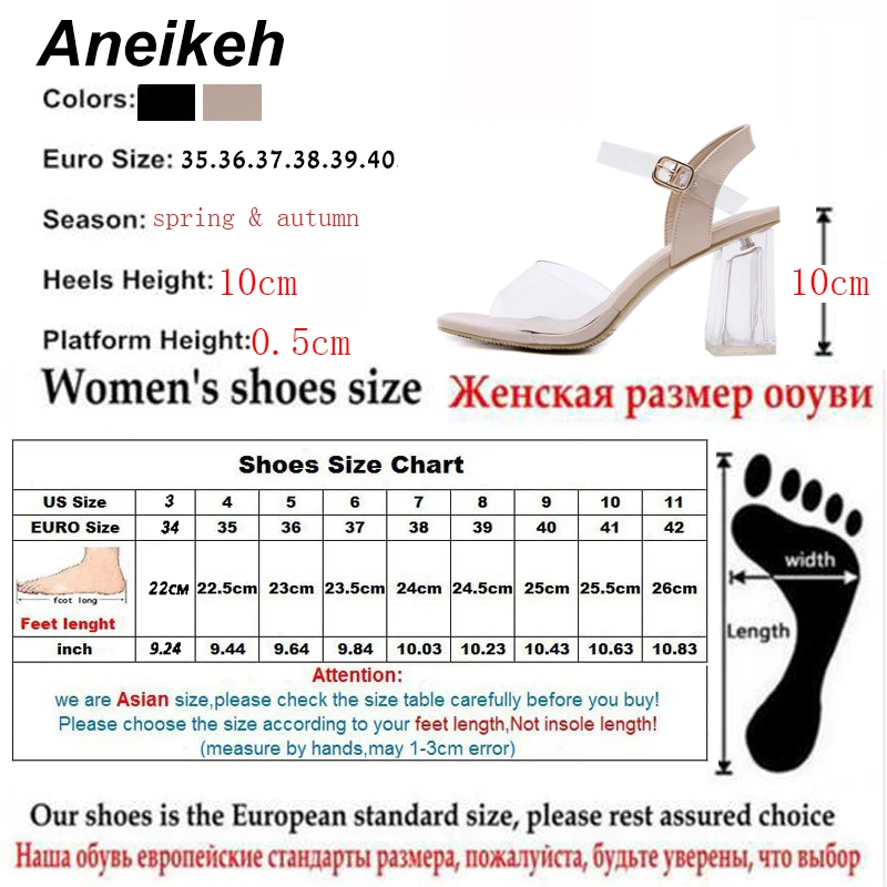 Aneikeh/ г. Пикантные прозрачные сандалии из ПВХ босоножки с ремешком на щиколотке на высоком каблуке с открытым носком и кристаллами модная женская обувь, модельные туфли-лодочки Размеры 35-40