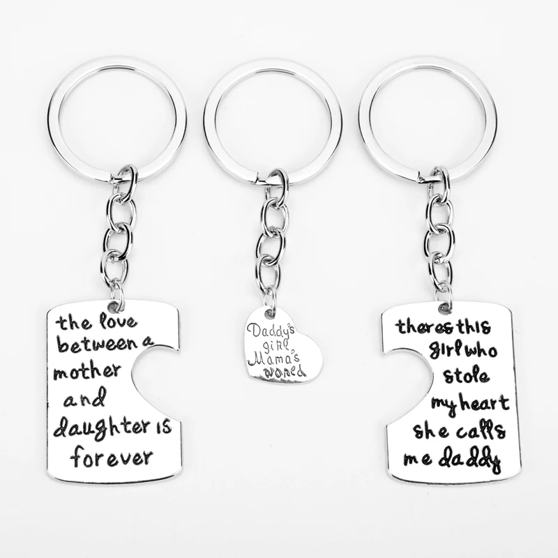 

3 Piece Keychain Daddy's Girl Mama's World Charm Pendant Key Chain for Family Gift Christmas Birthday Gift