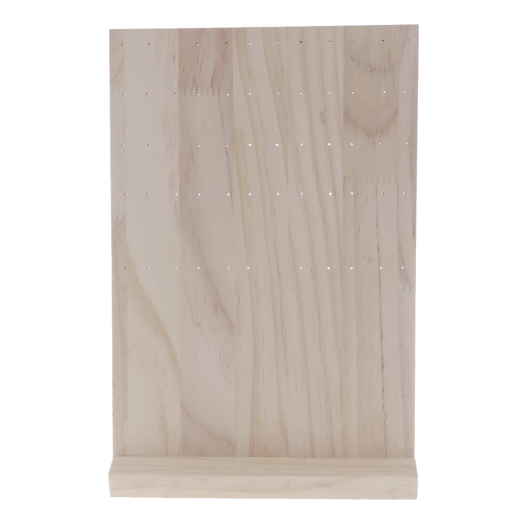Jewelry Display Hanging Stand Holder Rack for Stud Earrings,Dangle Earrings - 60 Holes (Solid Bamboo Wood)