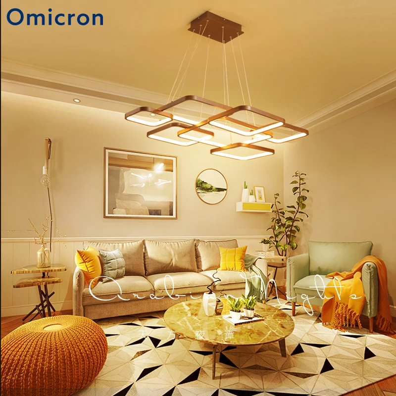 

Omicron Modern LED Nordic Pendant Lights Brown Living Room Bedroom Hotel Remote Control Hanging Home Docer Pendant Lamp