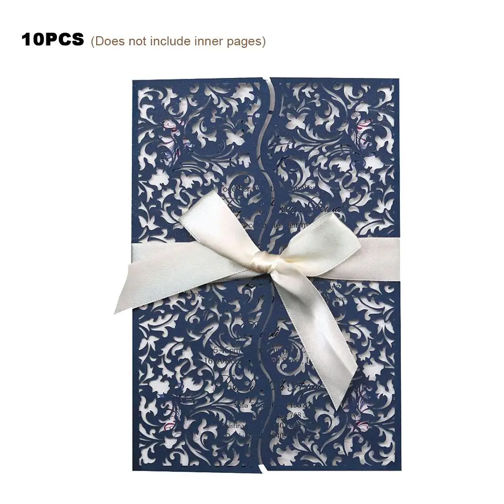  10PCS Party Invitations Infrared Cutout Invitations European Flower Wedding Invitations With Bows F - 33025720302