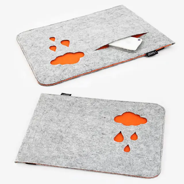 Orange Color Cloud Woolen Felt Laptop Sleeve Bag Case Skin For Laptop