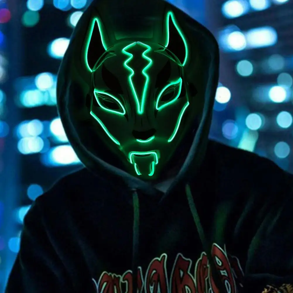 

Fox Full Face Neon Mask Light Led Mask Halloween Party Masque Masks Glow In The Dark Horror Mask Glowing Masker Purge