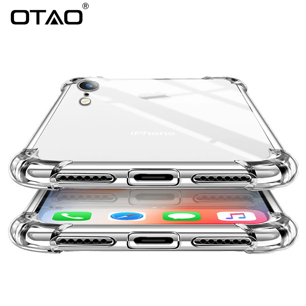 OTAO Luxury Transparent Phone Case For iPhone XS MAX XR X 8 7 6 6s Plus Airbag Drop Cases Ultra-thin TPU Soft Back Cover Coque | Мобильные