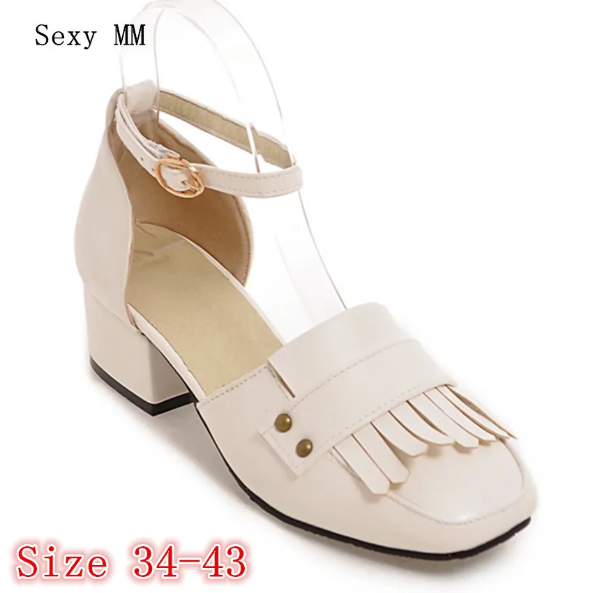 

Office Low High Heels Women High Heel Sandals Mary Janes Shoes Pumps Woman Sandals High Quality Plus Size 34 - 40 41 42 43