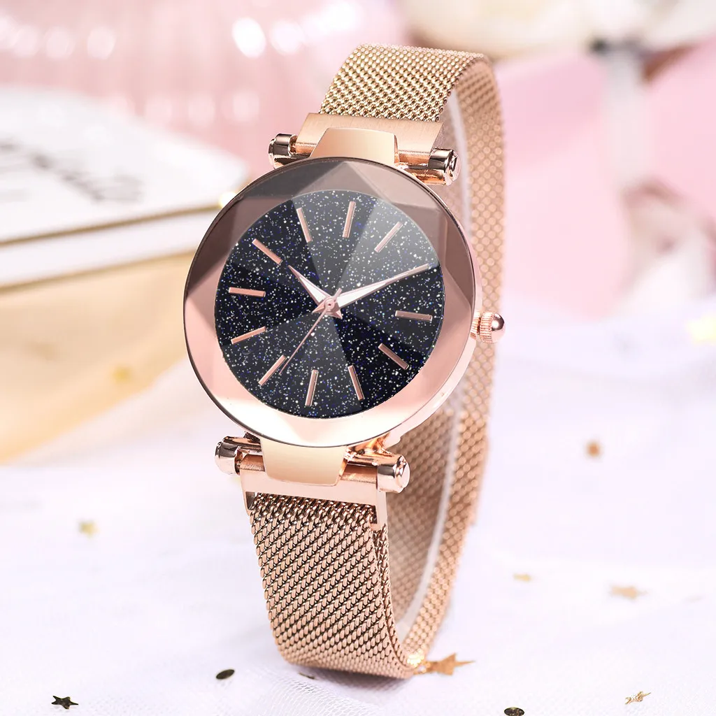 

Gofuly Female watch 2020 Fashion Starry Sky Convex Glass Quartz Mesh Ladies Watch wrist watches for women Gift