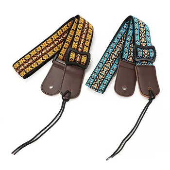 

Adjustable Ethnic Pattern Clip On Ukulele Strap Neck Sling Soft Cotton with Sound Hole Hook Stringed Instruments Accessories