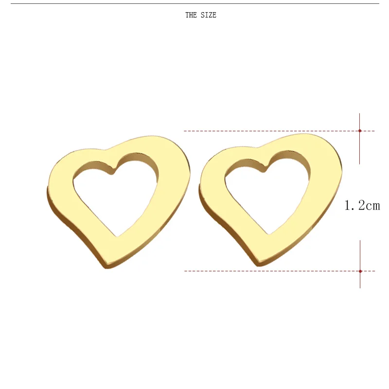 CACANA Stainless Steel Stud Earring For Women Man Askew Heart Gold And Silver Color Lover's Engagement Jewelry Drop Shipping