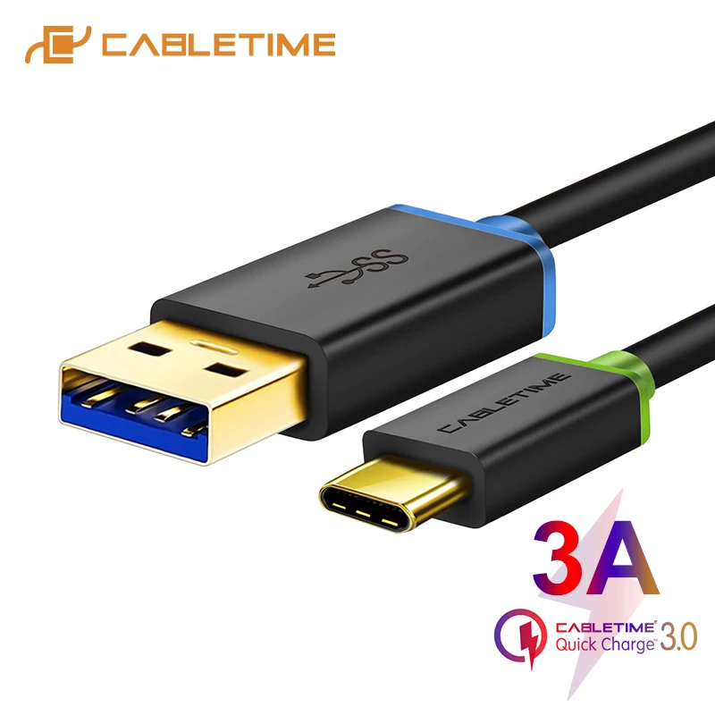 

CABLETIME USB Type C Cable USB 3.0 Type-C 3.1 Fast Charging Data Cable 3A for Samsung Galaxy S9 Note 8 9 Huawei laptop C007