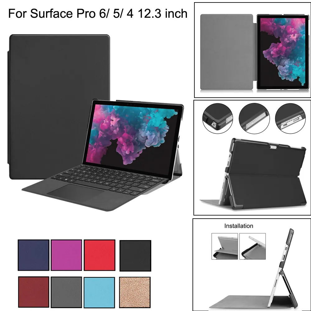 Для Microsoft Surface Pro 6 2018/Pro 5 2017/Pro 4 12 3 чехол подставка в виде книжки держатель Защита