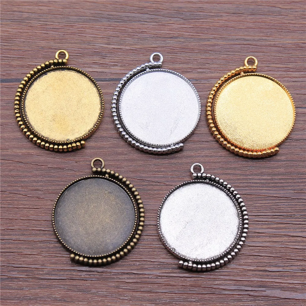 

5pcs Fit 20mm 25mm 30mm Round Cabochon Base Setting 5 Colors Double Sided Rotatable Style For Jewelry Making Accessories