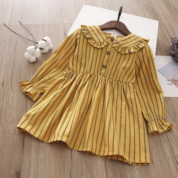 

Baby Girl Clothes Spring Long-sleeve Dress for Children Clothing Toddler Cotton Stripe Dresses Baby Cute Wood Ear Party Dress