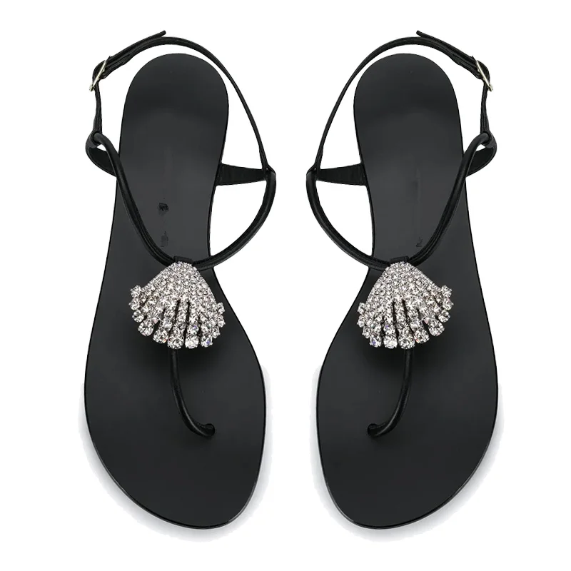 

Crystal Embellished Woman Shoes Slingback Women Flats Brand Gladiator Chic Summer Shoes Woman Sandal Chic Sandalia Feminina