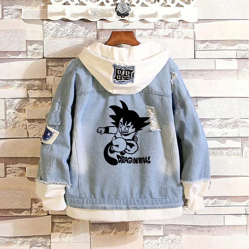 Cosroad аниме Dragon Ball Z Сон Гоку джинсовая куртка для мужчин и женщин верхняя одежда с капюшоном Весна Осень Джинсы Пальто для косплея Толстовка