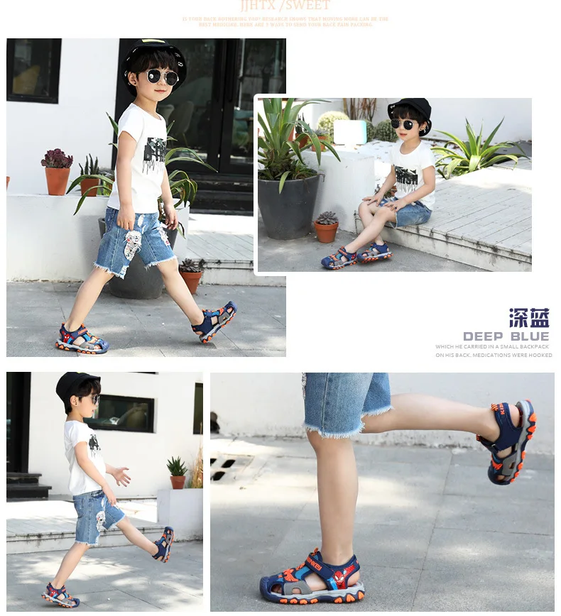 ZYJ Boys Spiderman Summer Sport Closed Toe Sandals Kids Shoes Girls Cartoon Spider Man Anti Slip Baby Beach Sandal Shoes (8)