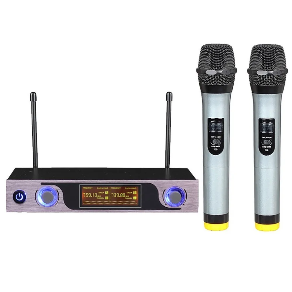 

Professional Dual Wireless Microphone System Stage Performances Wireless Microphone Handheld Wireless Dynamic Microphone