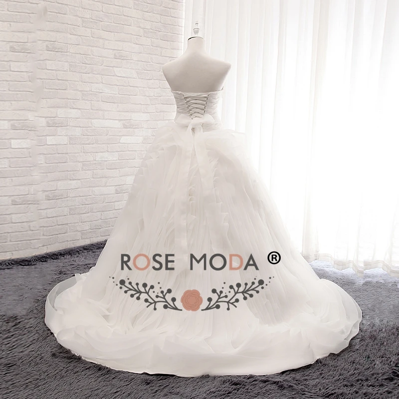 Роза Moda Потрясающие органза свадебное платье с бантом для девочек, органза с оборками на свадьбу бальное платье реальные фотографии