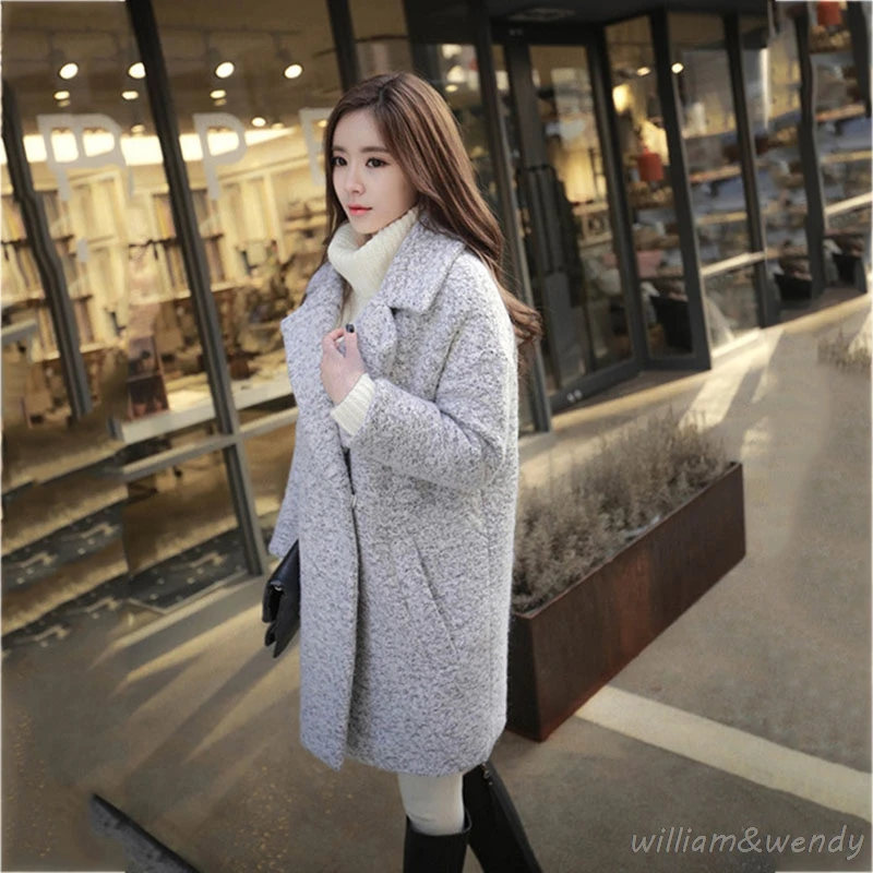 Woman Tweed Gray Palto Chinese Down Coat Winter Autumn Long Warm Wool font b Jacket b