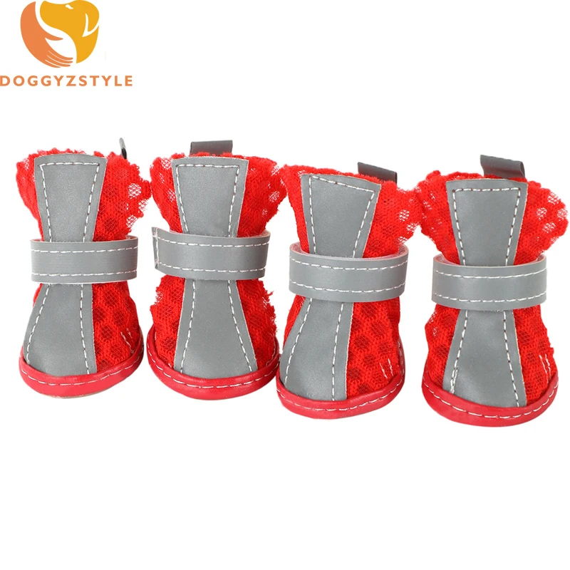 

4pcs/lot Summer Pet Dog Shoe Breathable Reflective Sneaker For Small Dogs Teddy Chihuahua Hollow Sport Shoes Pet Supplies