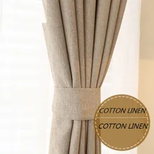 Custom Made Solid Colors Curtain Pure Cotton Linen Blackout Cloth Curtain Living Room Bedroom Window Eco-friendly Wedding Decor