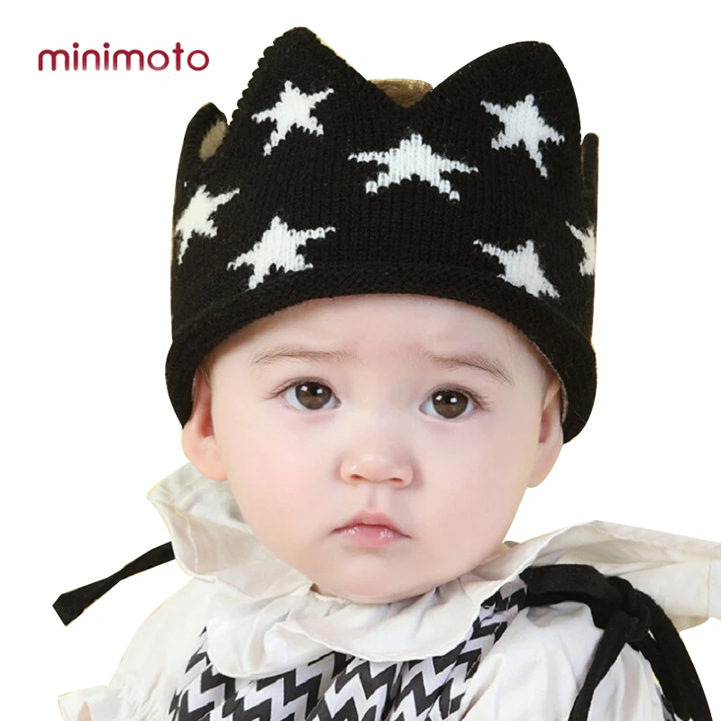 

Cute Baby Hats Boys Girls Knitted Infant Beanies Bonnet Enfant Crown Caps Kids Hat Winter Mut Newborn Photography Props 3Colors