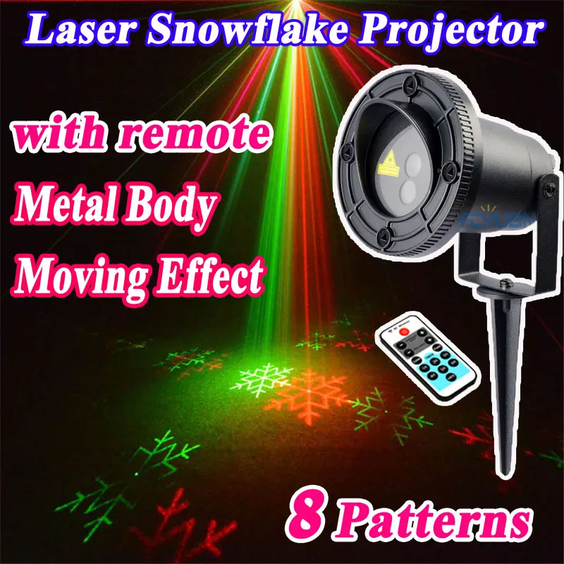 

Outdoor Christmas Laser Snowflake Projector Shower For Home Decorations Double Color 8 patterns Waterproof With Remote