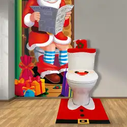 3 шт./компл. Рождество Санта крышку унитаза, Набор Туалет чехол для Ванная комната украшения