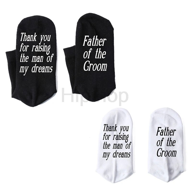 

Bridegroom and bride sock Thank you for rasing the ma n of my dreams father of the groom sock wedding socks