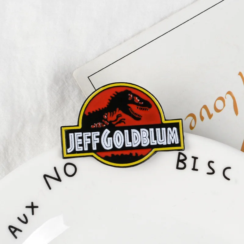 

WEISHUOLI Enamel Cute cartoon Jeff goldblum dinosaur brooch denim badge cloth bag hat Accessories