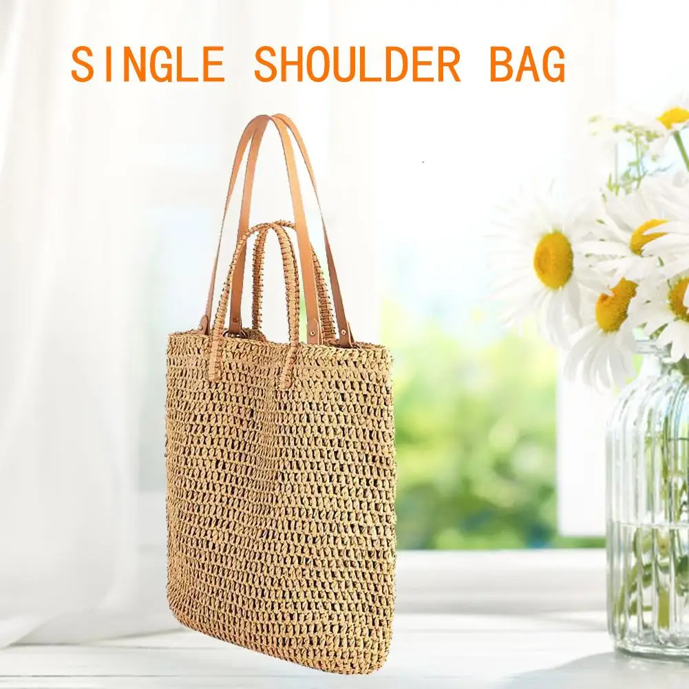 

One-Shoulder Female Beach Bag Mesh Beach Weaving Hollow Paper Straw Bag Portable