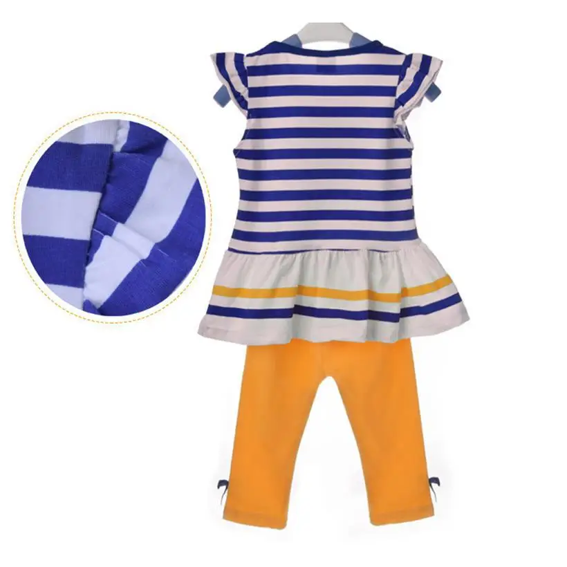 TANGUOANT/летние комплекты одежды для девочек; комплект одежды для малышей; детская футболка в полоску без рукавов+ брюки; roupas infantil meninas