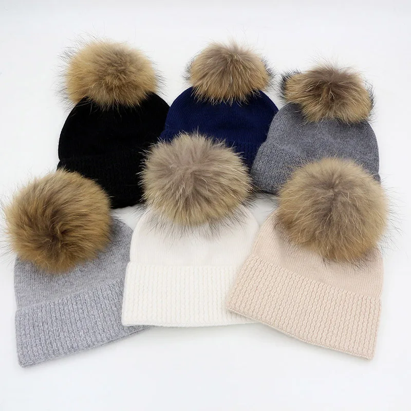 5 Years-15 Years Wool Children Beanies Crochet Winter Hat For Girls Boys Kids Big Girls Winter Hats Knitted Wool With Fur Pompom