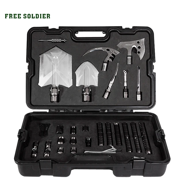 FREE SOLDIER Outdoor toolbox shovel multifunction tool kit shovel camping vehicle-mounted tools and equipment