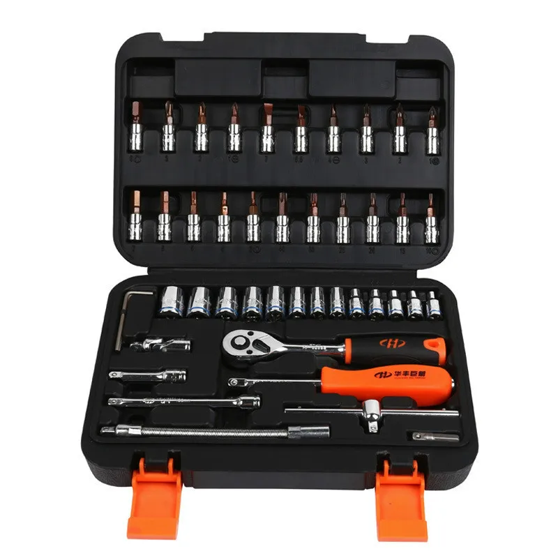 

46PC Spanner Socket Set 1/4" Car Repair Tool Ratchet Wrench Set Cr-v Hand Tools Combination Bit Set Tool Kit