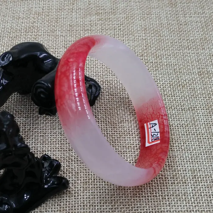 

59mm Chinese Vintage Fashion Beautiful White Red Jade Gem Bangle Bracelet A-1318 28% 10.13