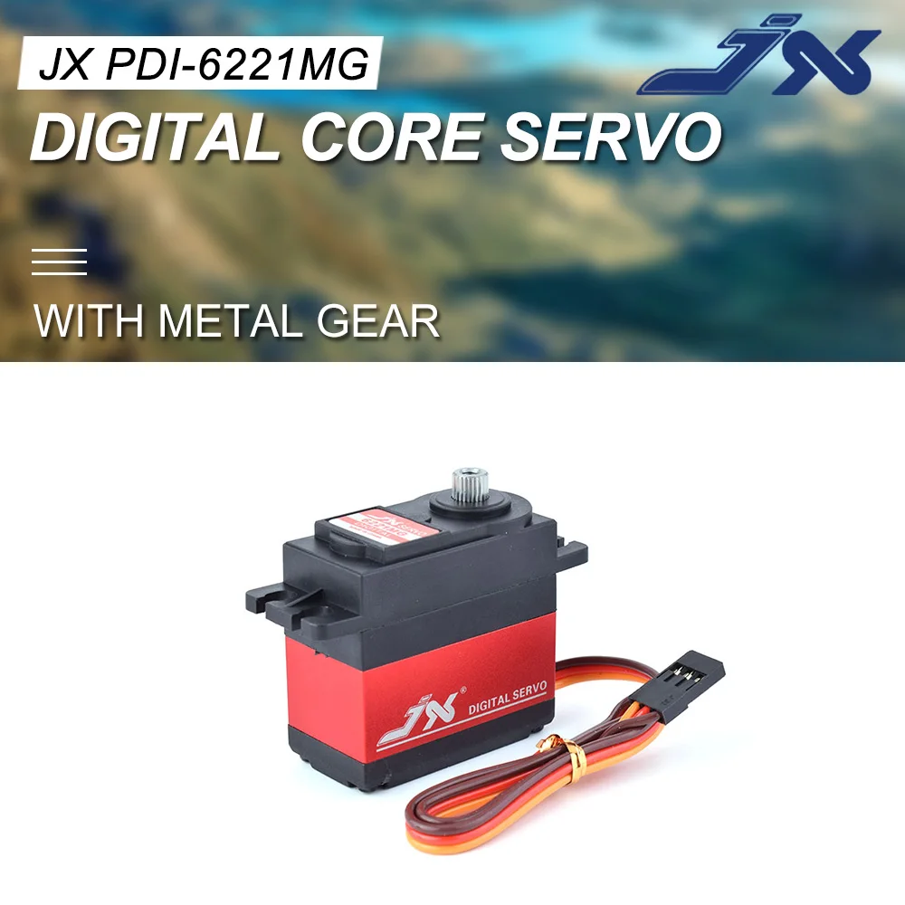 

JX PDI-6221MG 4.8-6.0V 20KG 0.16 Sec Large Torque Metal Gear Digital Core Servo For RC Car Helicopter RC Model Accessories