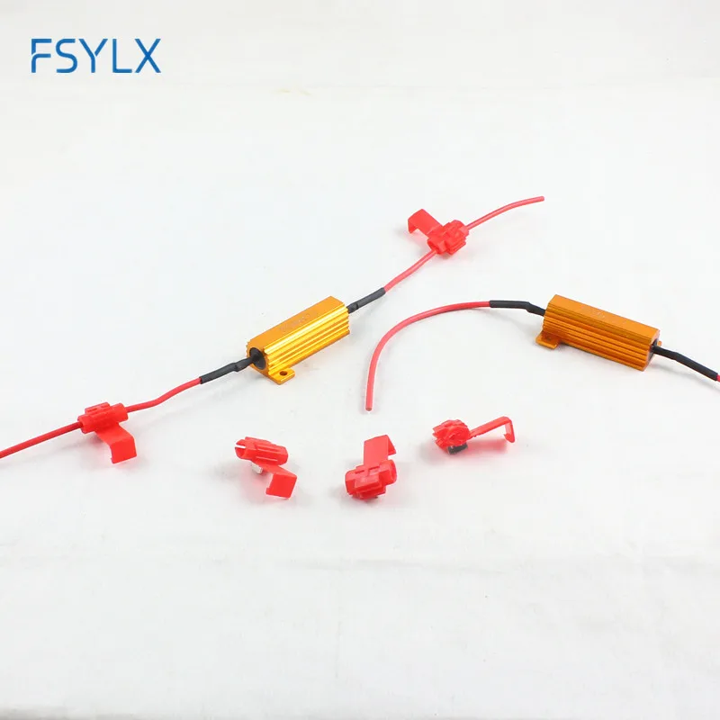 

FSYLX 2X Car 50W 6ohm Led Resistor Auto Universal Anti fog headLamp Light DRL bulb Load Resistor decoder canceller