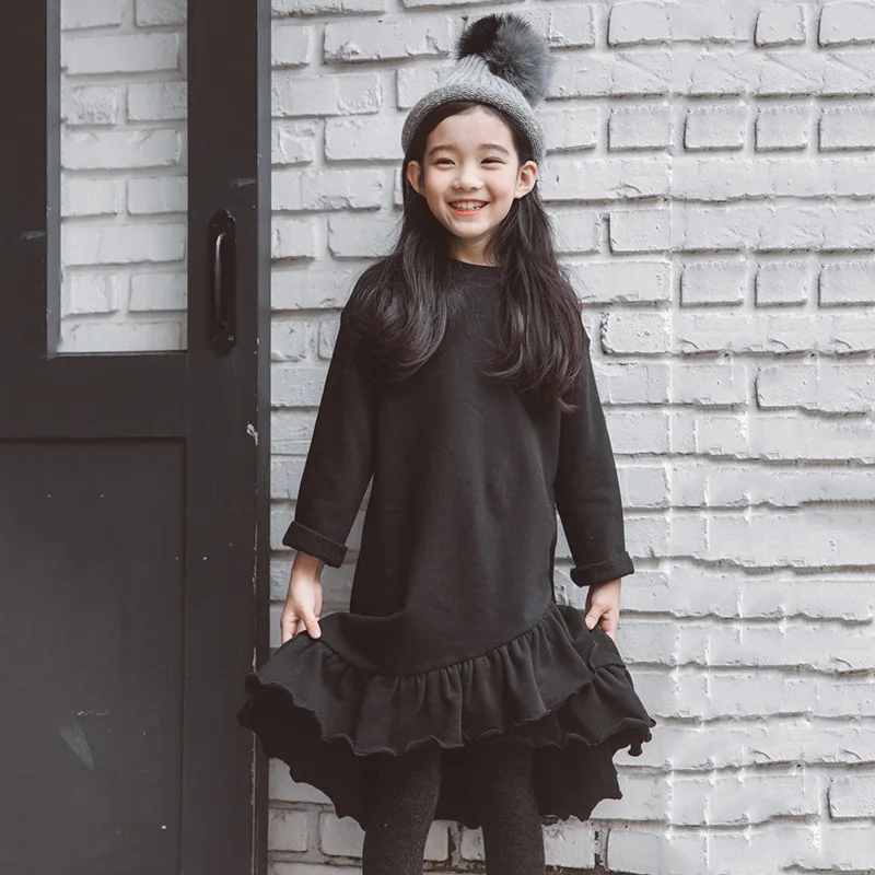 

2018 New Children Dress Autumn Winter Girls Plus Velvet Dress Thickened Toddler Fish Tail Dress Baby Girl Princess Dress,#3660