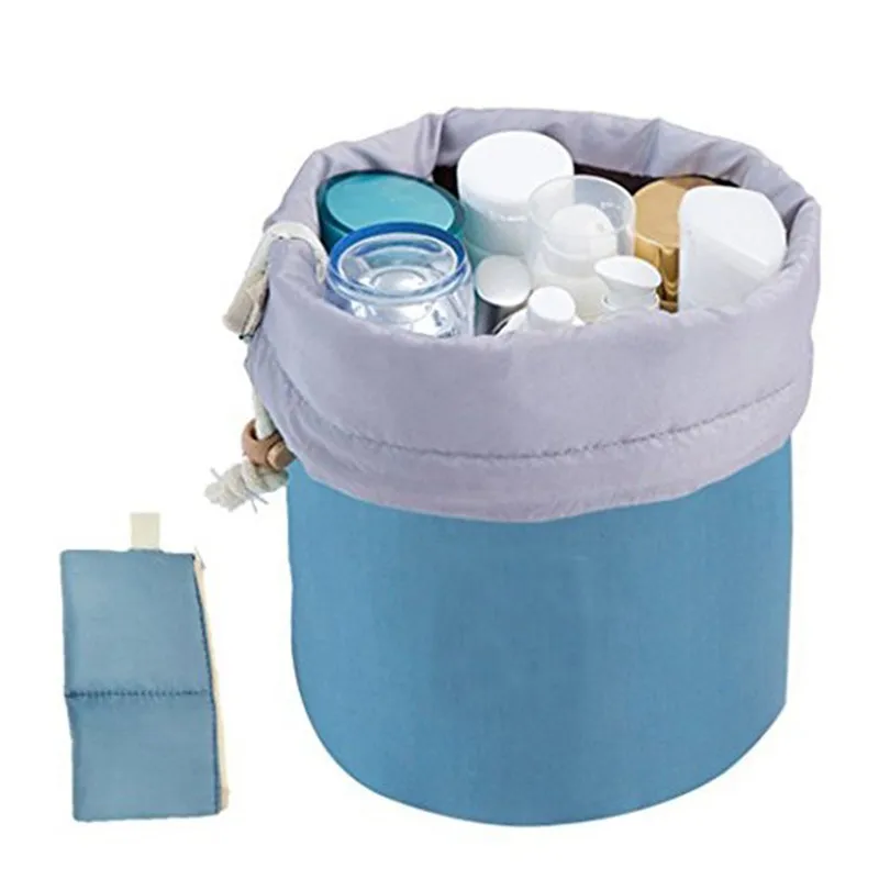 

Portable Cute Multifunction Beauty Travel Cosmetic Bag Makeup Case Pouch Barrel-shaped Nylon makeup organizer bag