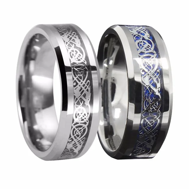 Tungsten Carbide Ring Silvering Celtic Dragon Mens Jewelry Wedding Tungsten Carbide Ring Silvering Celtic Dragon Mens Jewelry Wedding Band Engagement Rings Size 6