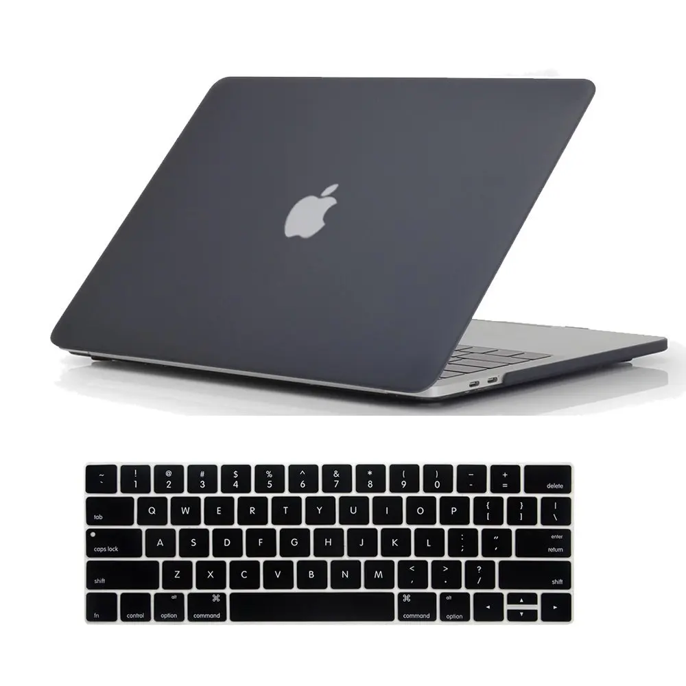 Сумка для ноутбука чехол s для Apple MacBook Air Pro retina 11 12 13 15 чехол для нового Mac book Air 13,3 Pro 13,3 15,4 дюймов+ чехол для клавиатуры - Цвет: Matte Black