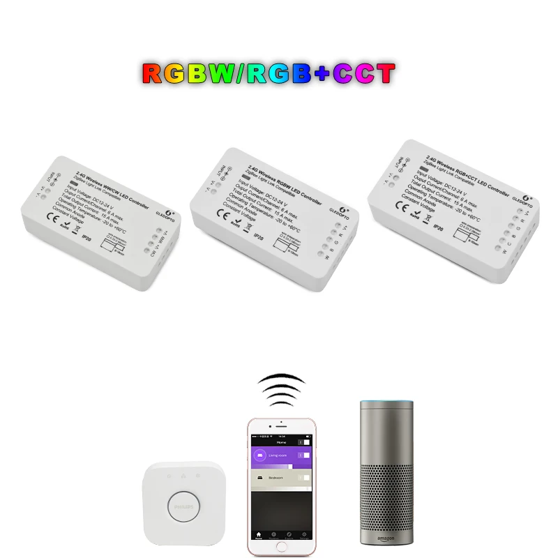 Регулятор светодиодных лент ZIGBEE Rgbw 12 В 24 4 канала совместимый с Tradfri|Контролеры RGB|