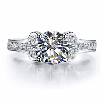 

585 Gold Brand Jewelry Positive Engagement Prongs Ring Moissanite 2CT Lab Grown Carbon Ring Jewelry Moissanite White Gold Ring