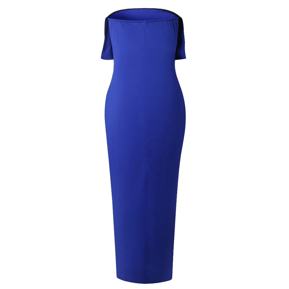 SHIBEVER New Ruffles Slash neck club women bodycon dress long Pencil summer sexy Strapless maxi Party dress Vestidos 8