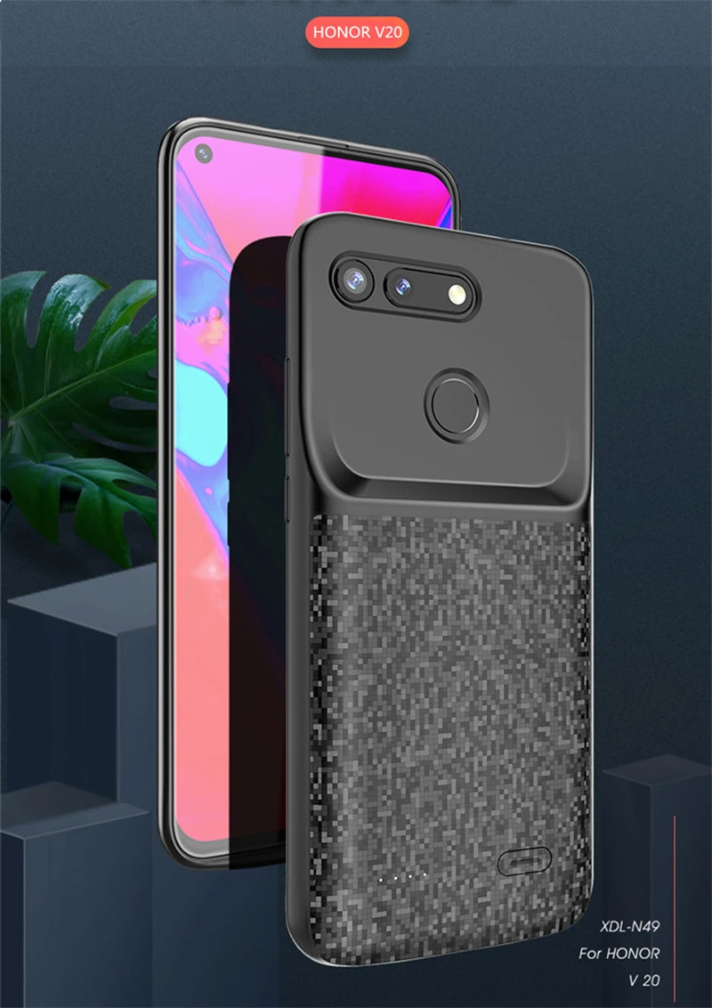 

2019 Battery charger case For Huawei Honor V20 Silicone Shockproof Battery case External Slim power bank Charging case Cover